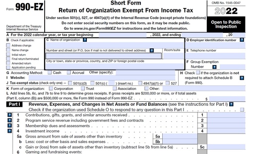 Tax Preparation Services:Non Profit Return - Form 990-EZ
